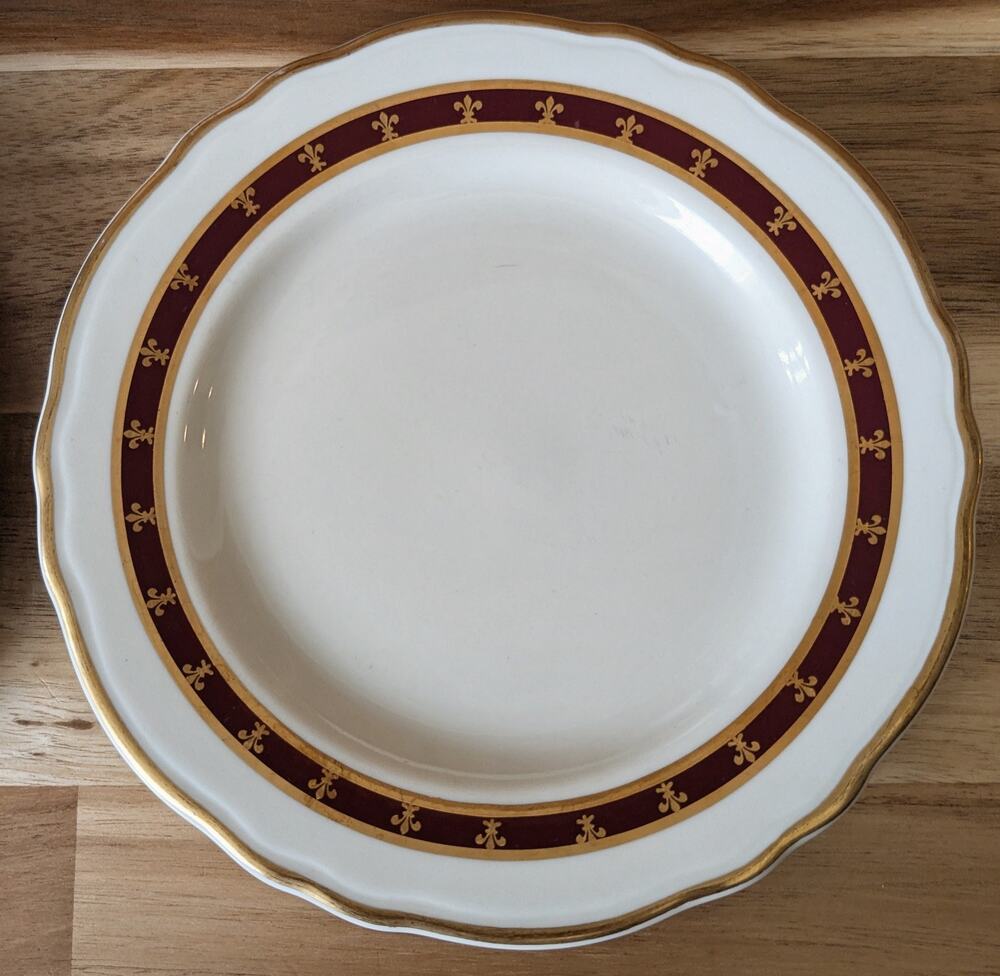 Vintage Homer Laughlin Best China 6" Bread Plates Set of 5 Burgundy Gold Fleur